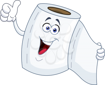 Toilet paper cartoon showing thumb up