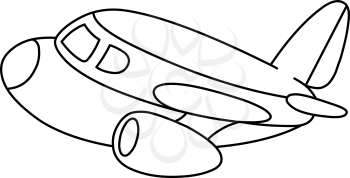 Outlined plane. Vector illustration coloring page.