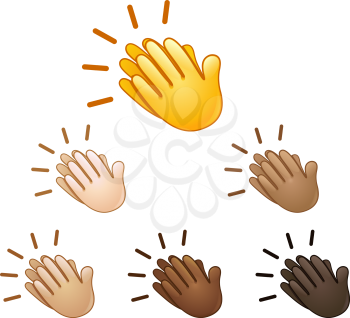 Clapping hands sign emoji set of various skin tones