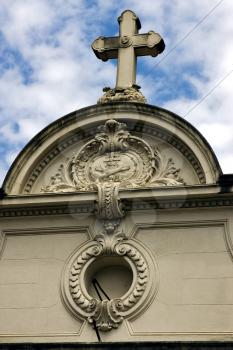  sky cloud cross at top in old church in the center of buenos aires argentina