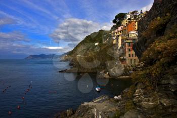 the stairs in the village of riomaggiore in the north of italy,liguria