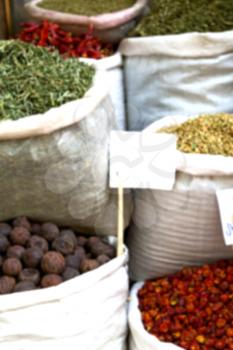 blur  in iran bazaar  old market spice ingredient for food exotic herb