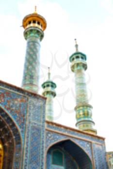 blur in iran  and old antique mosque    minaret religion  persian architecture
