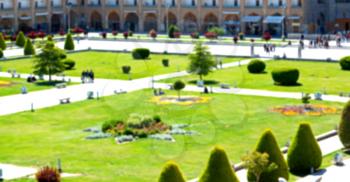 blur in iran   the old square of isfahan prople garden tree heritage tourism and mosque
