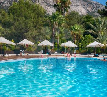 blur in turkey resort pool luxury vacation and background  mountain 