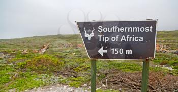 in south africa  road sign of cape agulahs the most southern african point   