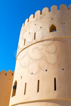 fort battlesment sky and    star brick in oman muscat the old defensive  