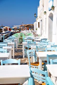 the table       in santorini europe        greece old restaurant chair    and summer