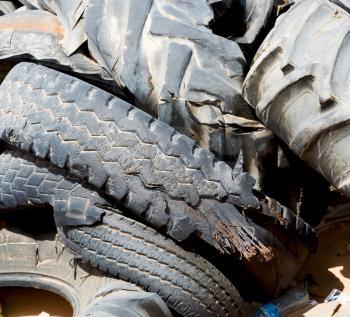 in oman old tires and desert  rubbish dump