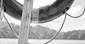 blur  in  philippines   a buoy in boat neat the pacific ocean bokeh and mountain background