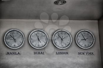 in philipphines airport different watch with worldwide timezone