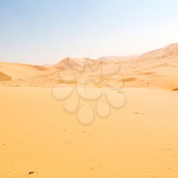 the empty quarter  and outdoor  sand  dune in oman old desert rub al khali 