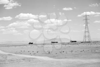 in iran blur mountain and landscape from the window  of a car