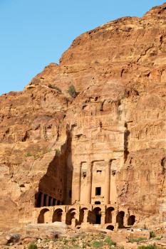 tomb in the antique site of petra in jordan the beautiful wonder of the world
