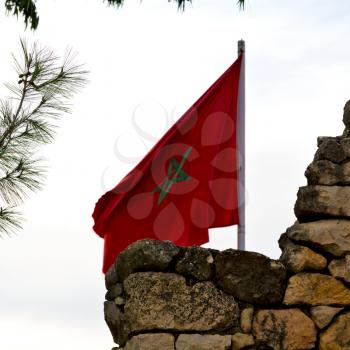 waving flag in the blue sky tunisia  colour and wave    battlements