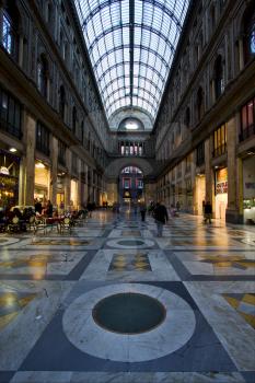 the dome of the historical galleria umberto primo in the centre  naples italy