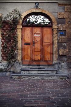 the brown door and grate  in  bellinzona switzerland  swisse