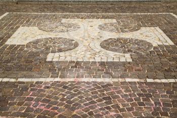 vanzaghello street  lombardy italy  varese abstract   pavement of a curch and marble