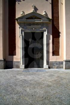  italy  lombardy     in  the  cairate  old   church  closed brick tower     wall