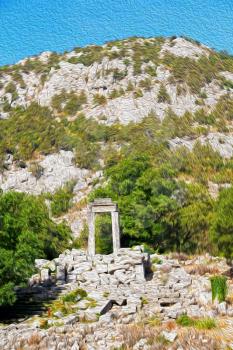  anatolia    from    the hill in asia turkey termessos old architecture and nature 