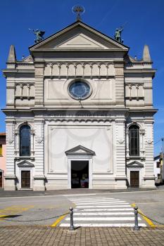 church  castronno  italy the old wall terrace  window  clock and bell tower