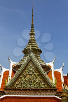  asia  bangkok in   temple  thailand abstract   cross colors roof  wat    sky   and    colors religion mosaic  sunny
