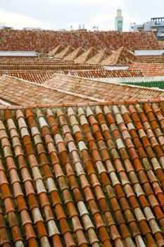 old moroccan   tile roof in the old city 