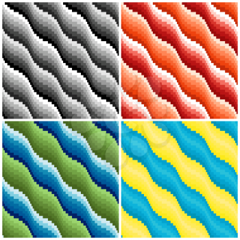 Four colorful wavy seamless vector patterns in single file