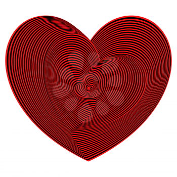 Heart shapes sequence in red and black colors on the white background, vector artwork