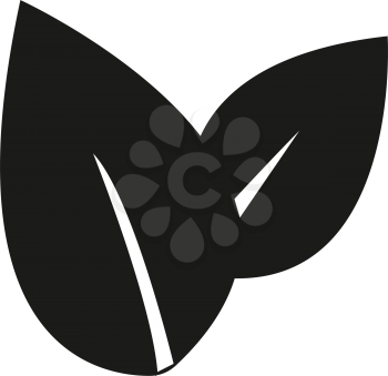 simple flat black leaf herbal icon vector