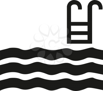 simple flat black swimming pool icon vector