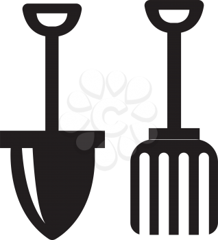 Simple flat black farming tools icon vector