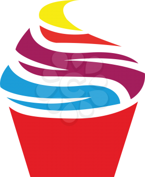 Simple flat color cupcake icon vector