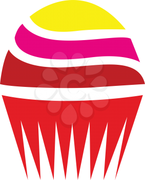Simple flat color cupcake icon vector