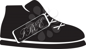 Simple flat black free shoes sign icon vector