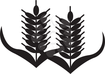 Simple flat black wheat icon vector