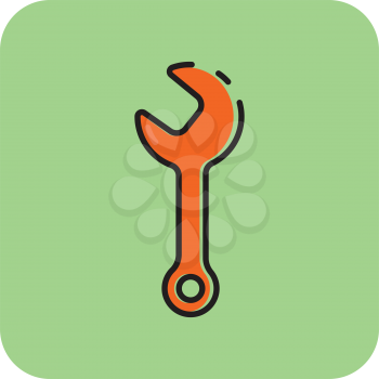 Simple flat color wrench icon vector