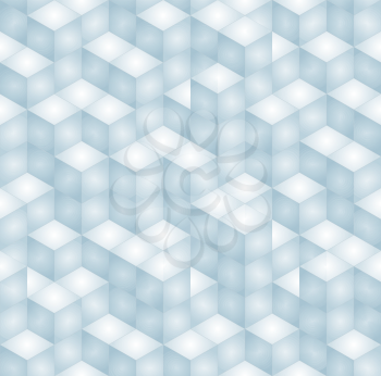 Stack of light blue cubes in isometric perspective. Seamless 3D web background.