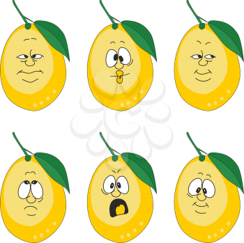 Vector.Emotion cartoon yellow lemon set 004