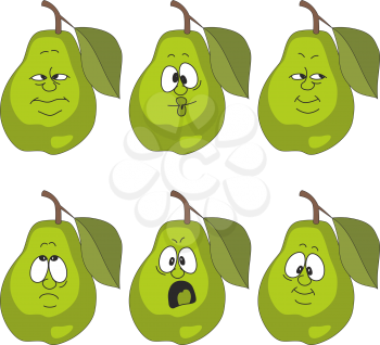 Vector.Emotion cartoon green pear set 005