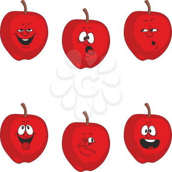 Vector.Emotion cartoon red apple set 011