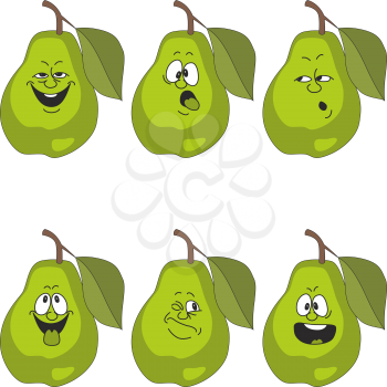 Vector.Emotion cartoon green pear set 014