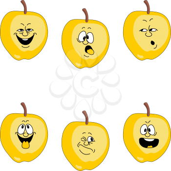 Vector.Emotion cartoon yellow apple set 018