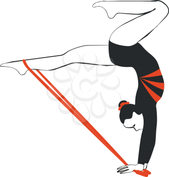 Vector. Gymnast with ribbon in color 04