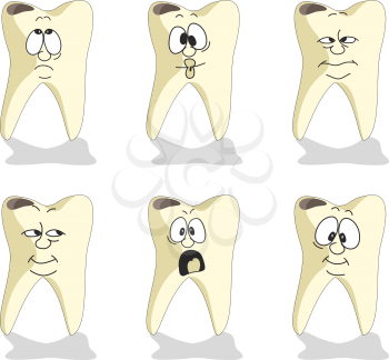 Vector. Emotion tooth cartoon set 008