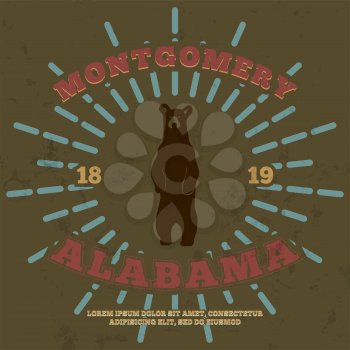 Montgomery, Alabama. t-shirt graphic print. Vector illustration