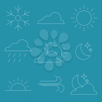 Flat style Thin line Icon Weather Vector illustration
