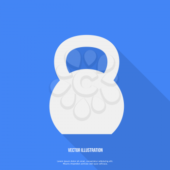 Flat Style Kettlebell Icon with Long Shadow Vector illustration