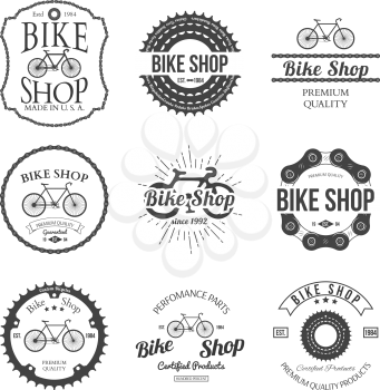 Set of vintage and modern bicycle shop logo badges and labels vector illustration