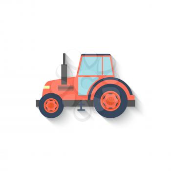 Flat Design Tractor Isolated on white Background. Vector illustration